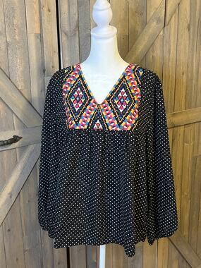 New without Tags Savanna Jane Embroidered Polka Dot Blouse